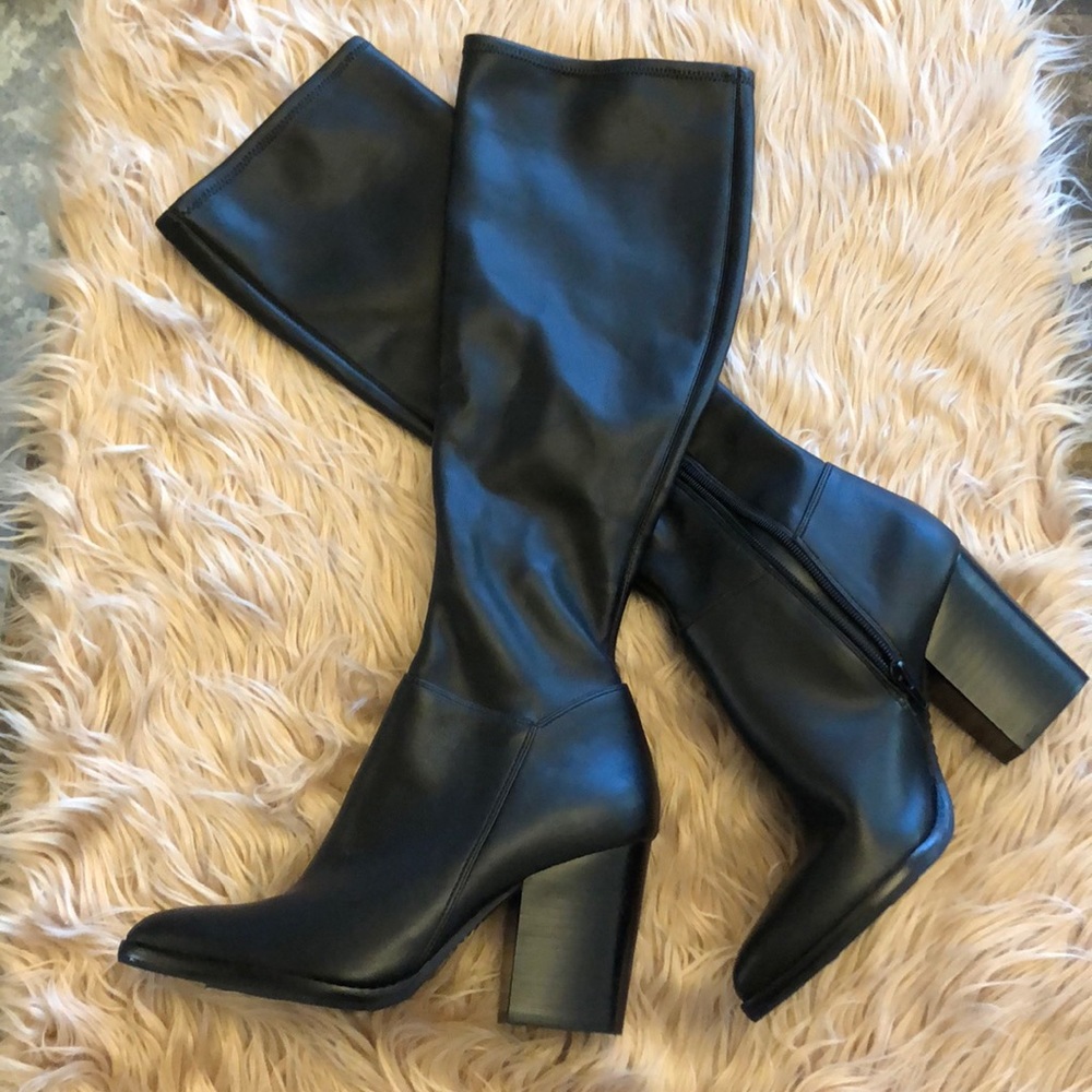 New Marc fisher black leather heel boots - Picture 2 of 6